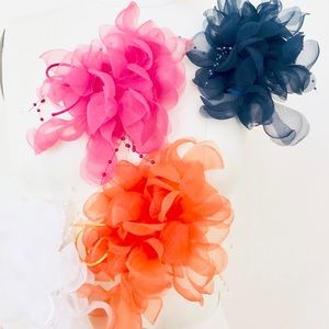 3 Brand New, delicate chiffon flower.